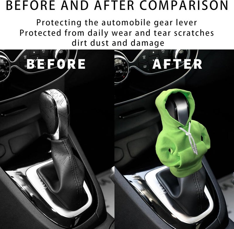 vvag Gear Shift Hoodie,Universal Shift Knob Hoodie, 4.7 Inch Car Shifter Stick Protector Decoration, Funny Hoodie Car Gear Shift Cover, Auto Interior Accessories Shifter Hoodie (Green) - Image 3